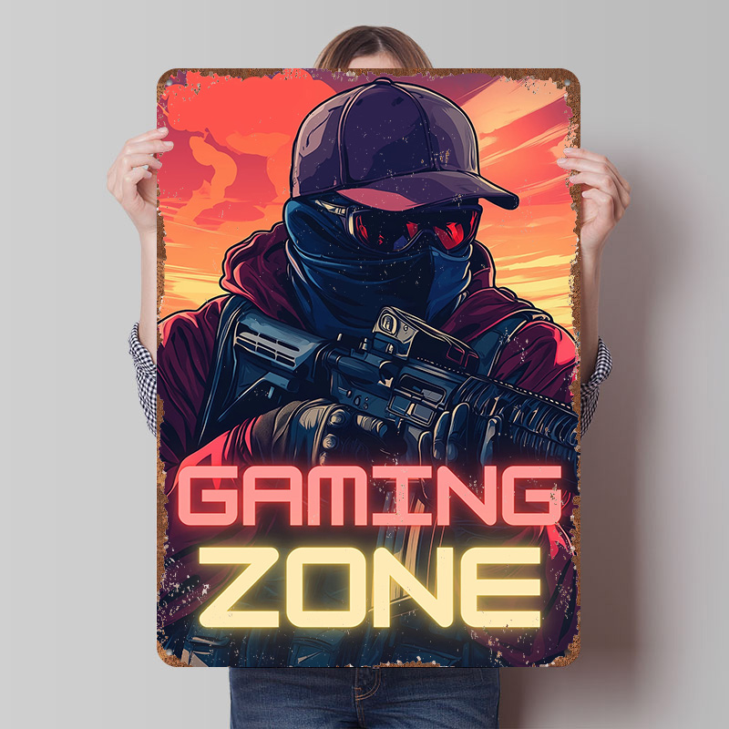Retro Gaming Zone - Металлический постер «Игровая зона» – Городской