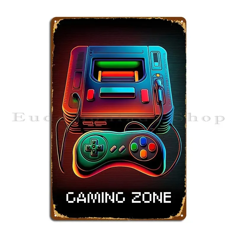 Retro Gaming Zone - Металлическая табличка-постер «Ретро-гейминг зона» для клуба,