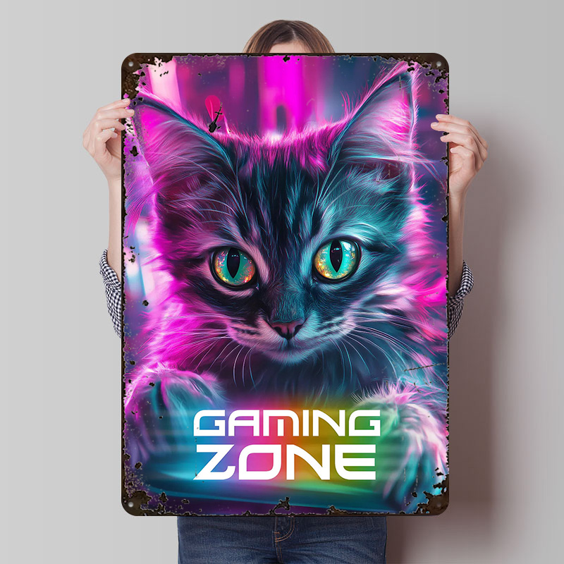 Retro Gaming Zone - Постер с принтом Gamer Cat -